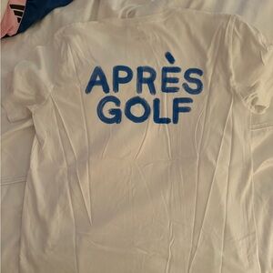 G/FORE G4 GFore Men’s White Short Sleeve Shirt Tee APRÈS GOLF Print Malbon